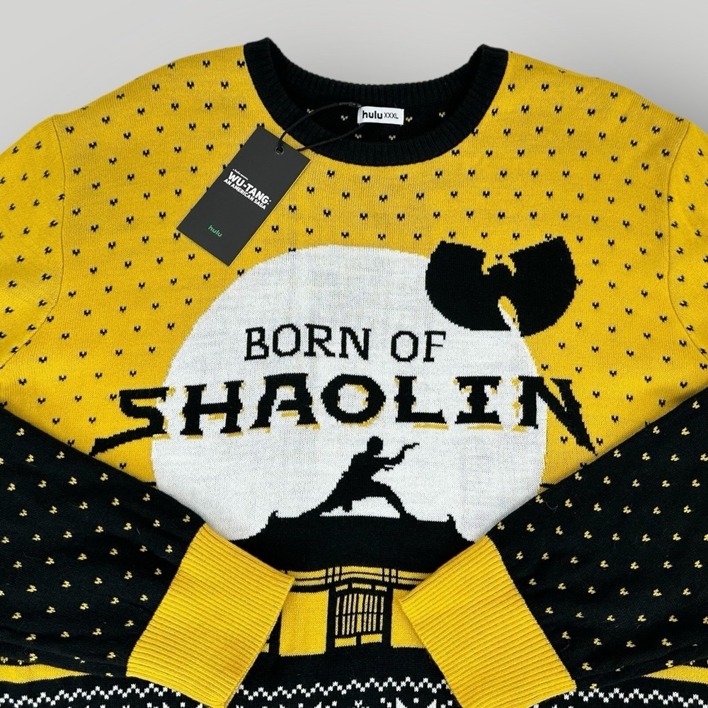 NEW Wu-Tang Sweater Hulu Size 3XL Christmas Born Of Shaolin‎ Yellow Black  NWT